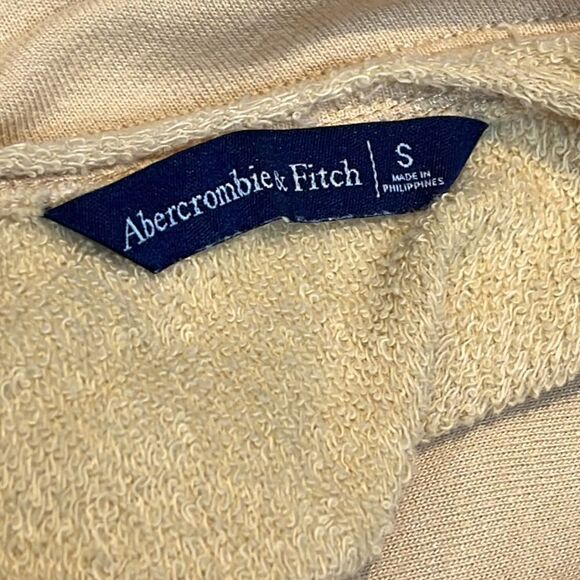 ABERCROMBIE & Fitch Raw Edge Hem Open Twist Back French Terry Pullover Goldenrod - Picture 4 of 5